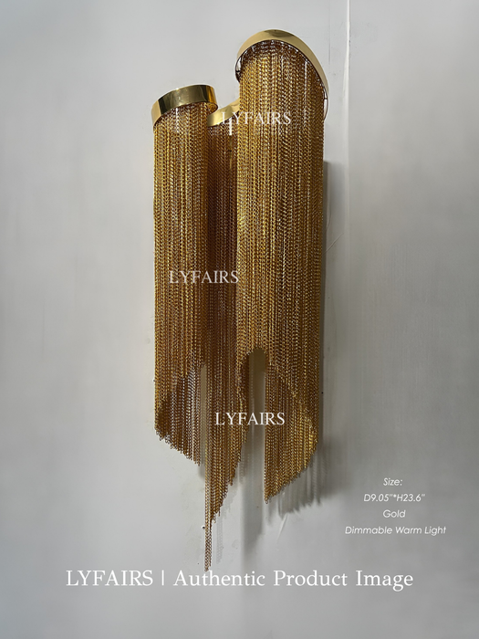 Post-Modern Extra Large Stainless Steel Tassel Wall Lamp