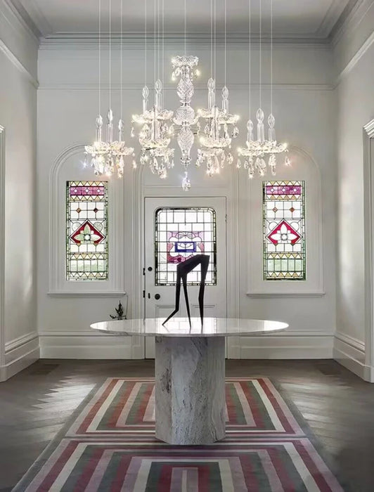 Candelabro de cristal con vela romántica francesa, luz colgante creativa de arte moderno blanco para sala de estar/comedor/dormitorio, novedad de 2023