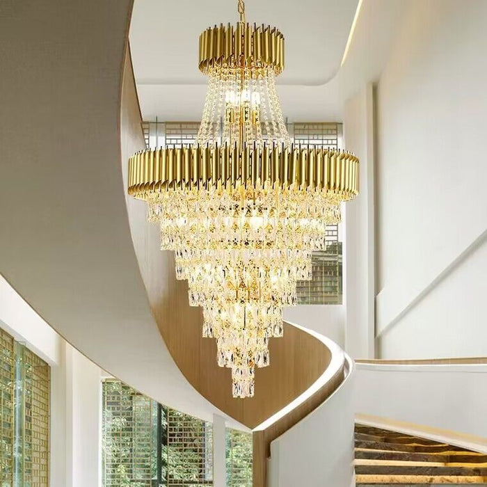 Extra Large Modern Multi-layers Gold Light Luxury Crystal Chandelier