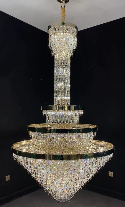 Extra Large New 3-layers Conical  Creative Crystal Chandelier For High-ceiling Foyer/Hallway/Entryway