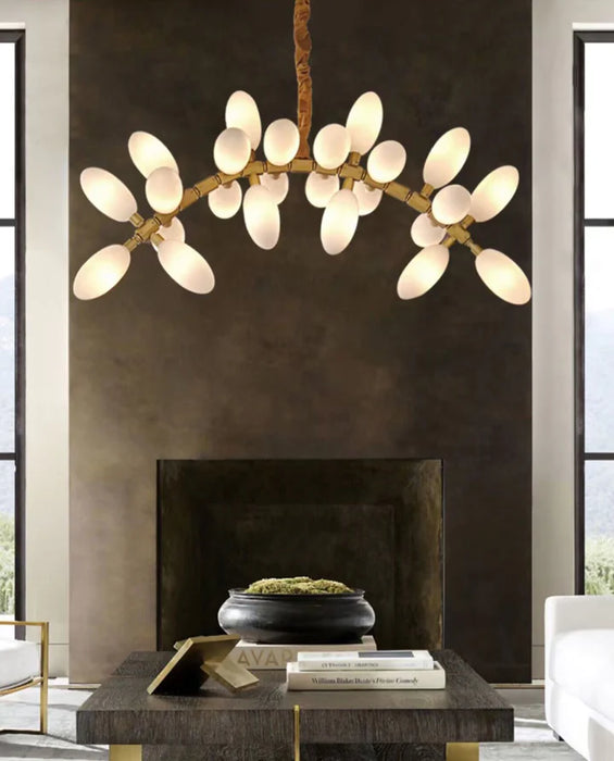 Lampadario a soffitto in vetro Nordic Art Long Magnolia alba per lampada da scala/corridoio/ingresso