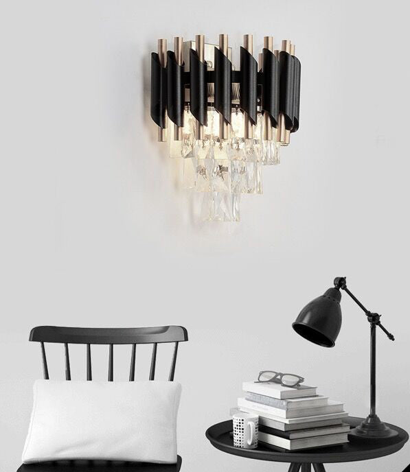 Moderna ed elegante lampada da parete in cristallo a più livelli per camera da letto/soggiorno/sala da pranzo