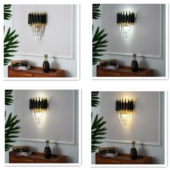Lámpara de pared de cristal escalonada, elegante y moderna, para dormitorio/sala de estar/comedor