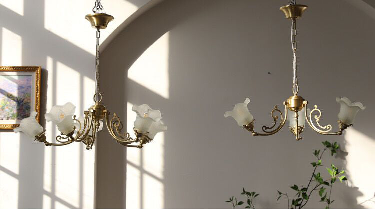 Candelabro de cristal con rama de Flor Retro americana, luz colgante pequeña y creativa de arte Vintage para dormitorio/sala de estar