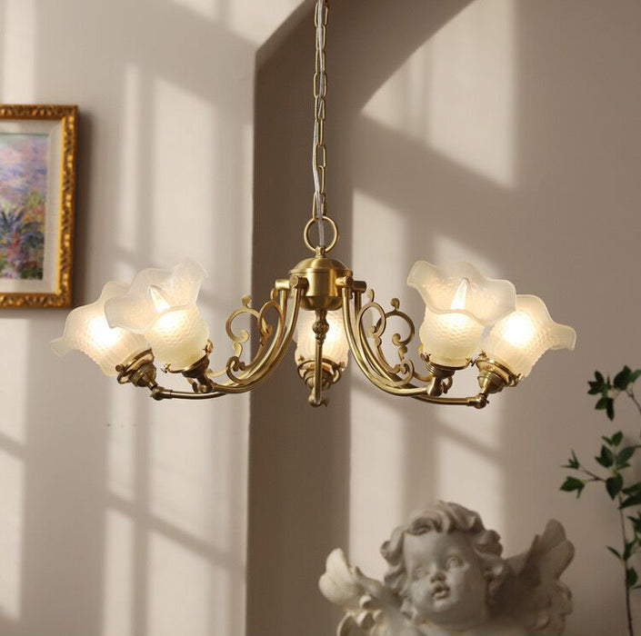 Candelabro de cristal con rama de Flor Retro americana, luz colgante pequeña y creativa de arte Vintage para dormitorio/sala de estar