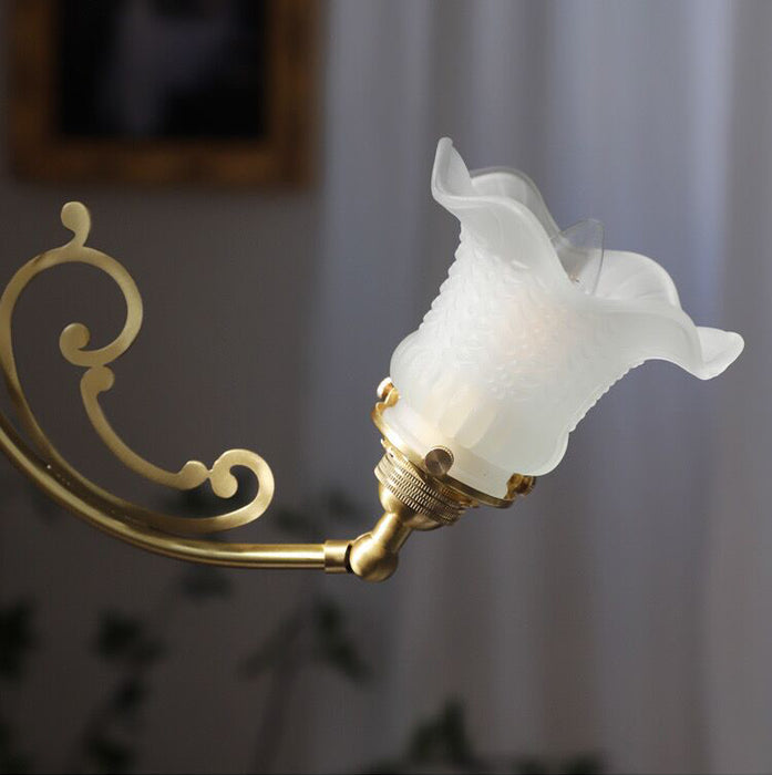 Lampadario di cristallo americano retrò con ramo di fiori, arte vintage, piccola lampada a sospensione creativa per camera da letto/soggiorno