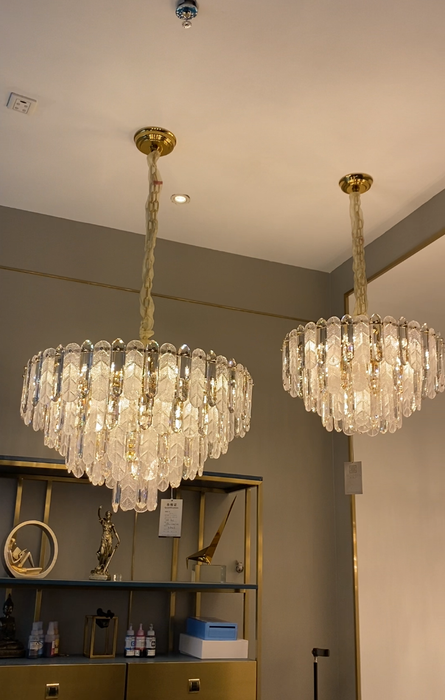 New Modern Light Luxury Round/Rectangle Crystal Chandelier Suit For Dining Room/Living Room/Bedroom