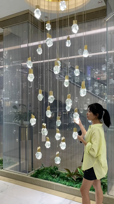 Lámpara de araña de cristal creativa de lujo, luz moderna Extra grande, para escaleras de edificios de 2 pisos/dúplex