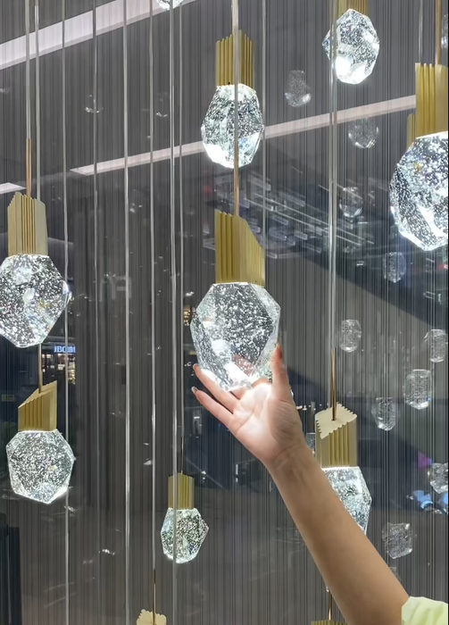 Lampadario di cristallo creativo di lusso moderno extra large per scale di edifici a 2 piani/duplex
