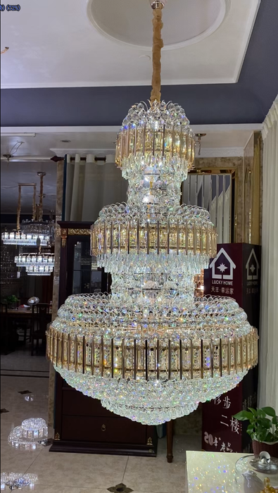 Extra Large Luxury 3-layers Crystal Chandelier For Large Foyer/Hallway/Entryway/Staircase