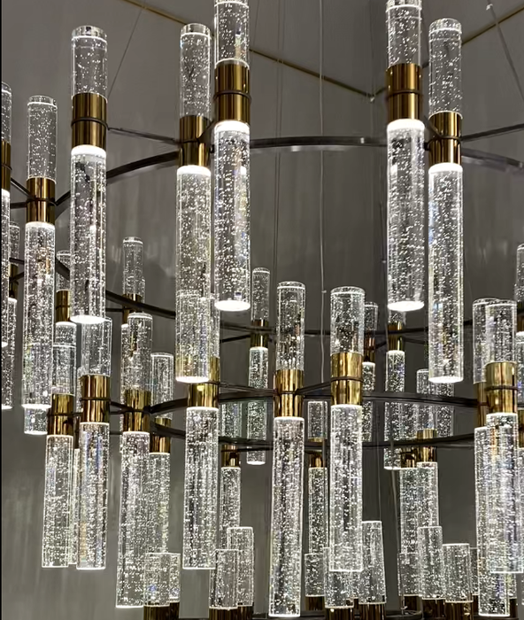 Lampadario di design con lampadario a forma di ghiacciolo di cristallo a bolle di lusso moderno di grandi dimensioni a 4 livelli per foyer, corridoio, scala con soffitto alto