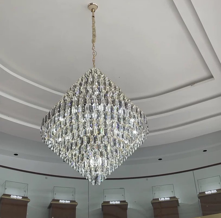Accesorio de iluminación de cristal decorativo para vestíbulo Extra grande, candelabro de cristal para sala de estar, escalera de entrada