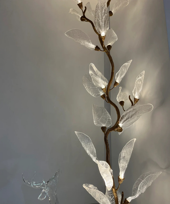 Lámpara de araña de hojas de resina biónica creativa para sala de estar/comedor/escalera