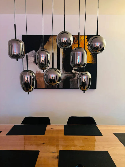 Lampadario moderno in vetro grigio fumé per sala da pranzo/isola cucina 