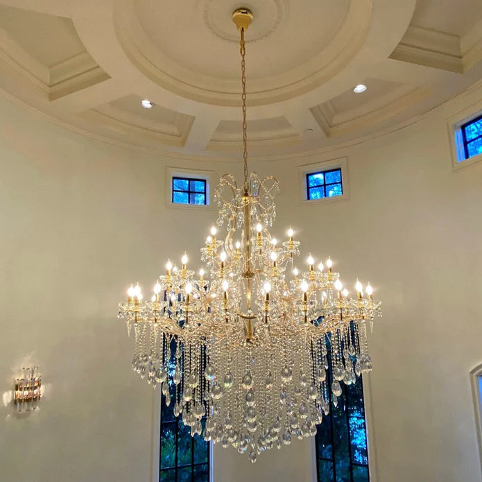 Lampadario di cristallo multistrato moderno classico per scala/foyer/villa