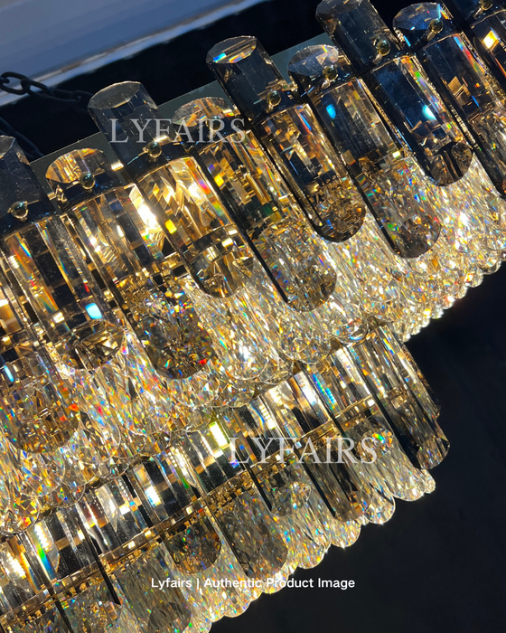 Lámpara de techo rectangular empotrada para sala de estar, accesorio de iluminación de cristal para mesa de comedor larga