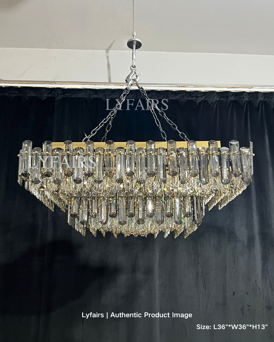 Lámpara de techo rectangular empotrada para sala de estar, accesorio de iluminación de cristal para mesa de comedor larga