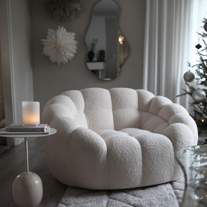Fleece White Big Pumpkin Loveseat Sofa Chair