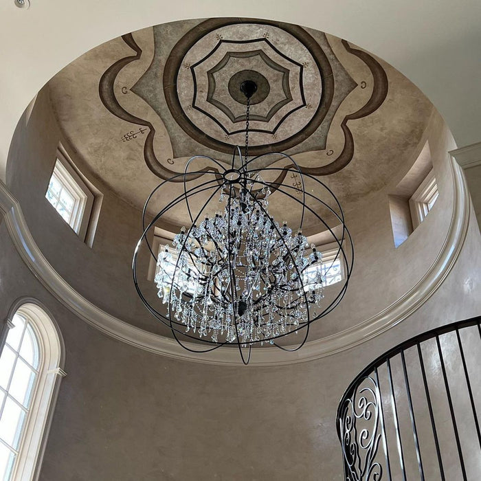 Candela tradizionale gabbia di ferro lampadario di cristallo lampada di arte creativa di design per ampio soggiorno/foyer/corridoio/ingresso