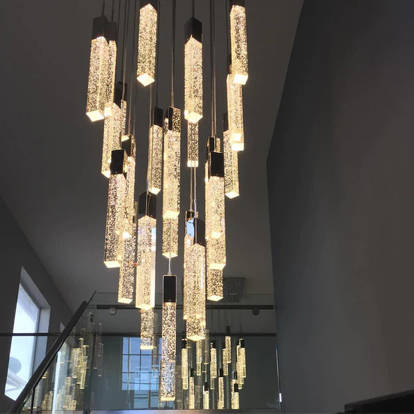 Light Luxury Glacier Bubble Crystsal Chandelier in Gold/Chrome/Black Finish for Staircase/Foyer