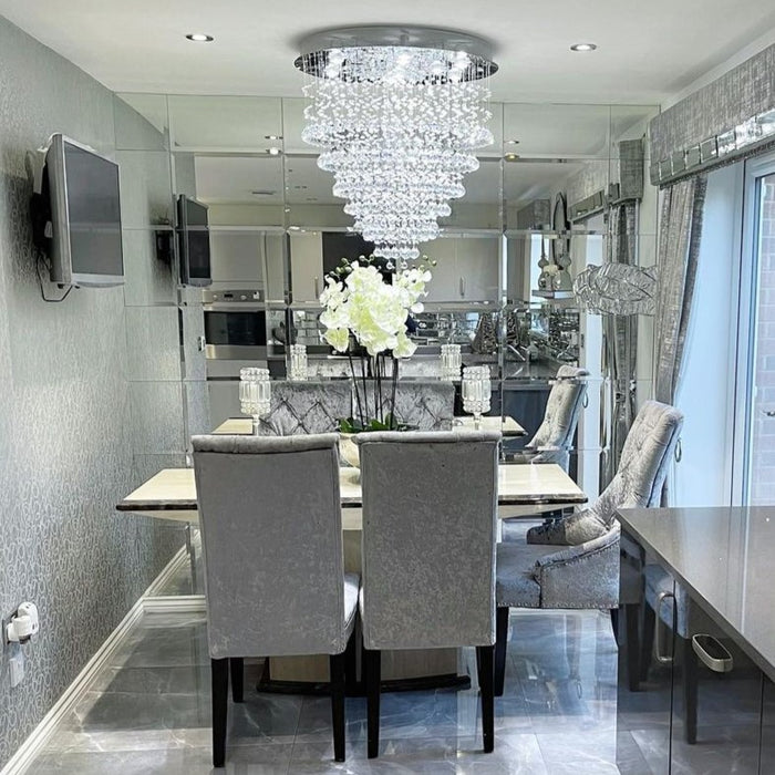 Modern Flush Mount Crystal Raindrop Chandelier for Living/Dining Room