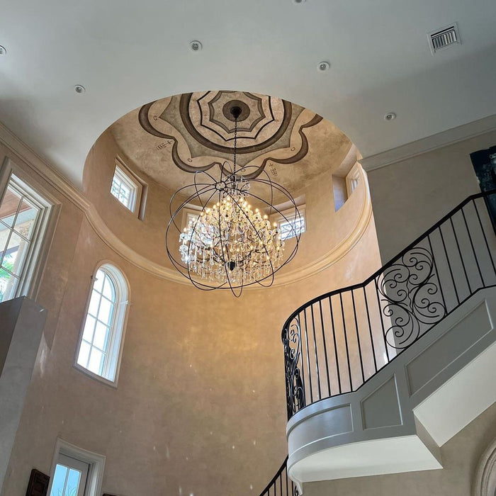 Candela tradizionale gabbia di ferro lampadario di cristallo lampada di arte creativa di design per ampio soggiorno/foyer/corridoio/ingresso