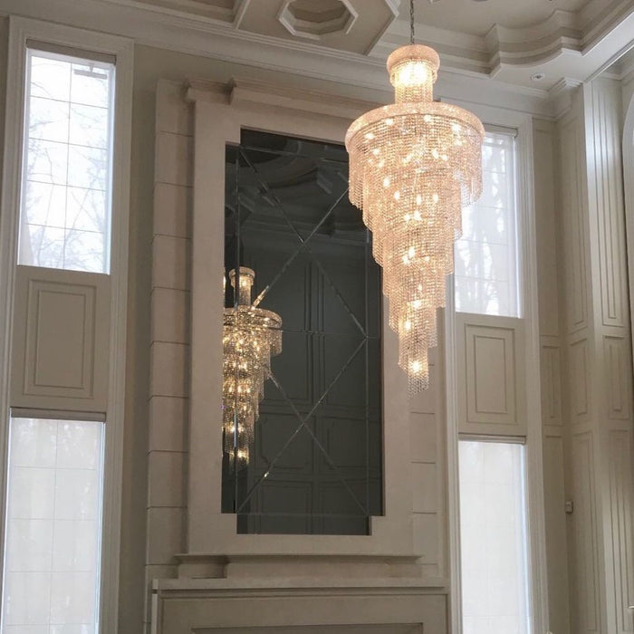 Lámpara de araña de cristal en espiral extragrande para escalera/vestíbulo/sala de estar