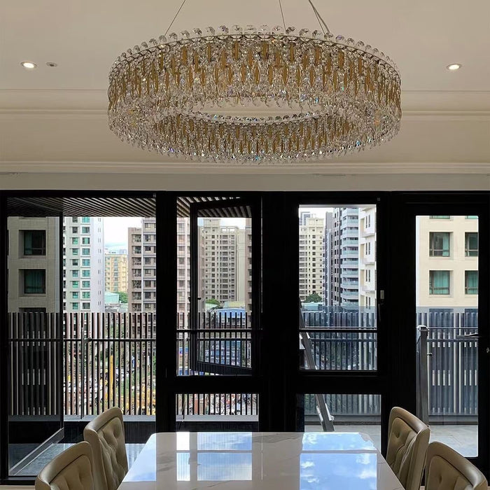 Light Luxury Crystal Beads Drum Collection Flush Mounted/Rectangle/Round Chandelier