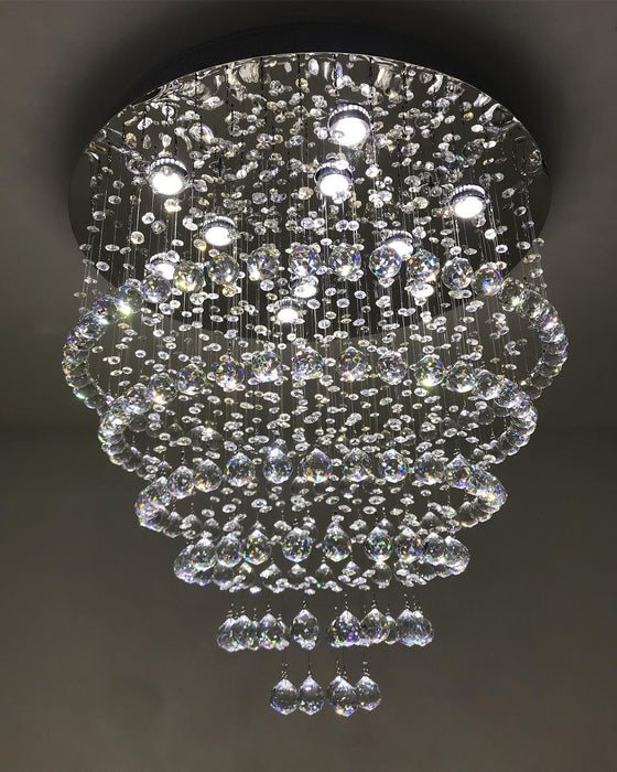 Lampadario moderno a goccia di cristallo con montaggio a incasso per soggiorno/sala da pranzo