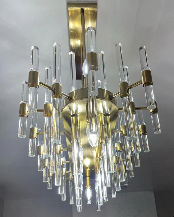 Lámpara de araña de cristal de estilo moderno con acabado dorado