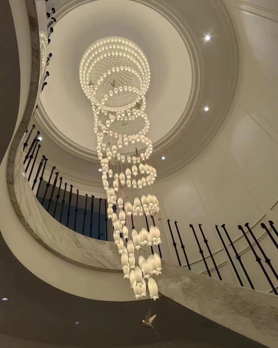 Novedad 2023, elegante lámpara de araña de flores para vestíbulo/escalera