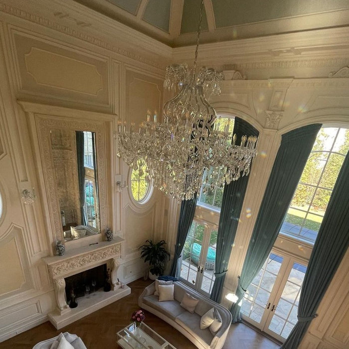 Lámpara de araña de cristal clásica tradicional para escalera/vestíbulo/villa/sala de estar de techo alto