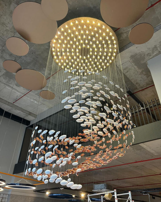 Modern Artistic Unique Golden Dragon Egg Pendant Ceiling Light Fixture for Staircase/ Sales Center/ Hotel