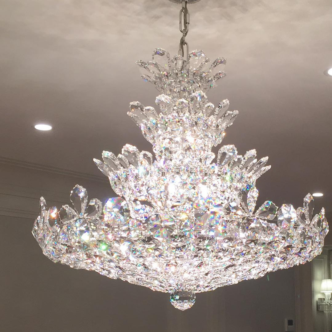 Luxury Empire Floral Crystal Chandelier With 4 Layers Modern Light Fix ...