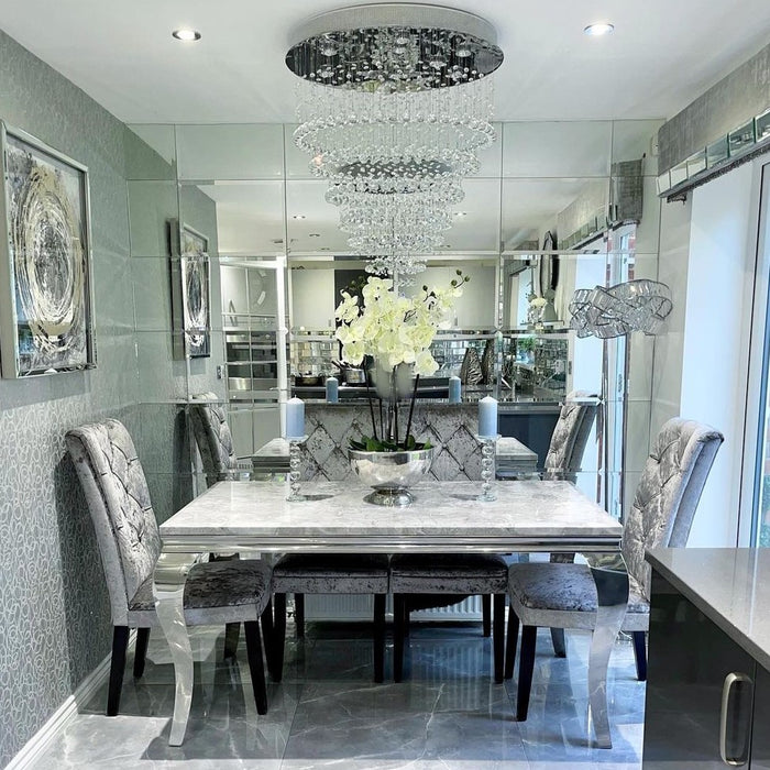 Modern Flush Mount Crystal Raindrop Chandelier for Living/Dining Room
