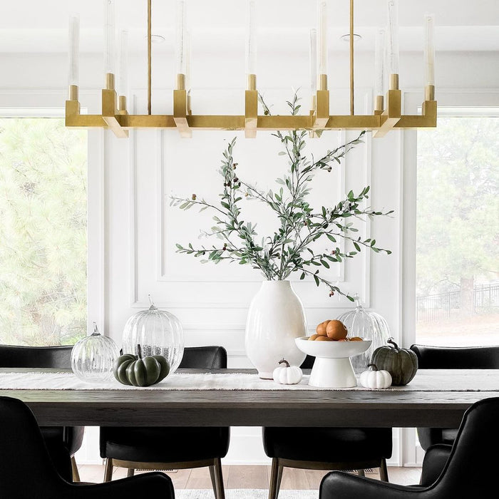 Modern Linear Round/Linear Tubular Glass Chandelier for Dining Room/Kitchen Island