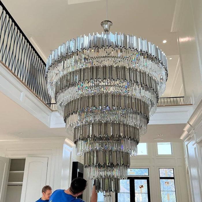 Extra Large Tiered Round Crystal Chandelier For Foyer /Enterway /Living Room