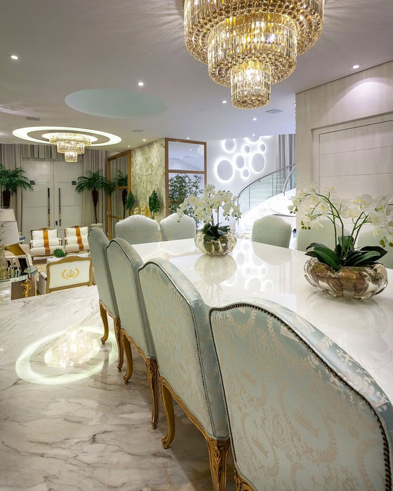 Lámpara decorativa redonda de cristal con montaje empotrado dorado Extra grande de 3 capas para sala de estar/comedor
