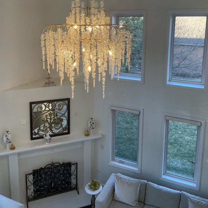 Light Luxury Elegant Sliver Flower Branch Chandelier For Living/Dinning/Bedroom Room/Hallway