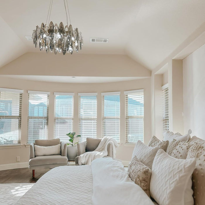 Lámpara de araña de cristal de hoja de diseño para sala de estar, lámpara de techo moderna para decoración de comedor
