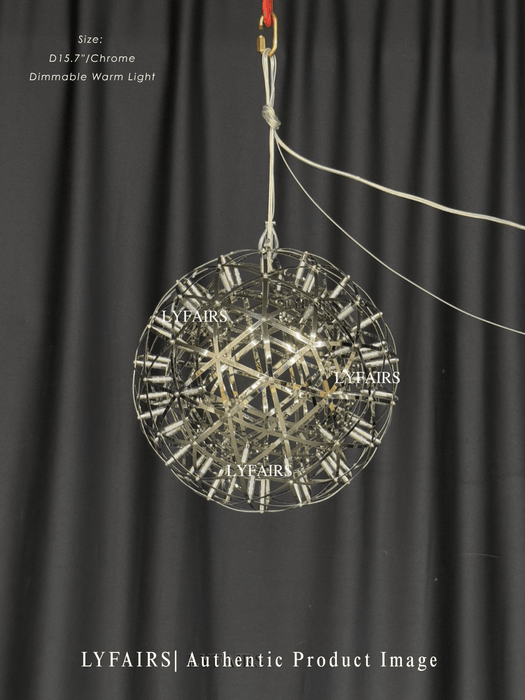 Round Starry Sky Chandelier Light Fire Ball Ceiling Lighting for Living Room/Cottage/High-ceiling