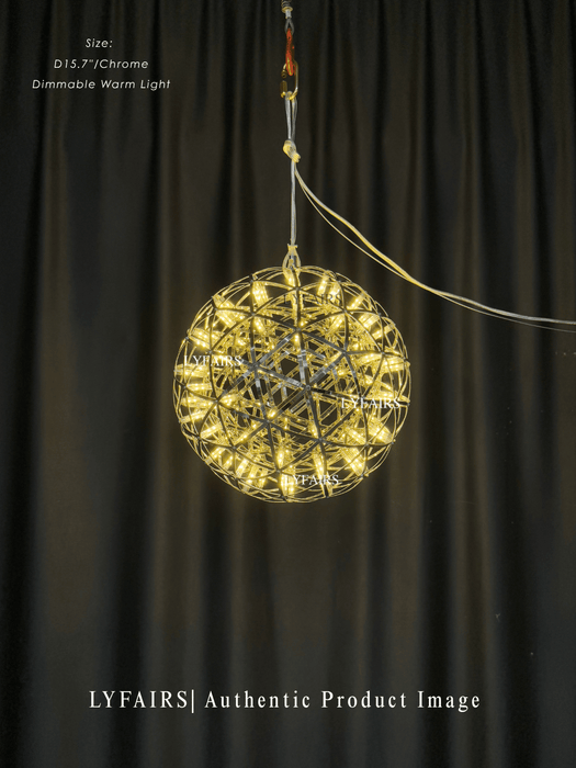 Round Starry Sky Chandelier Light Fire Ball Ceiling Lighting for Living Room/Cottage/High-ceiling