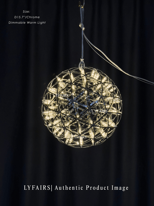 Round Starry Sky Chandelier Light Fire Ball Ceiling Lighting for Living Room/Cottage/High-ceiling