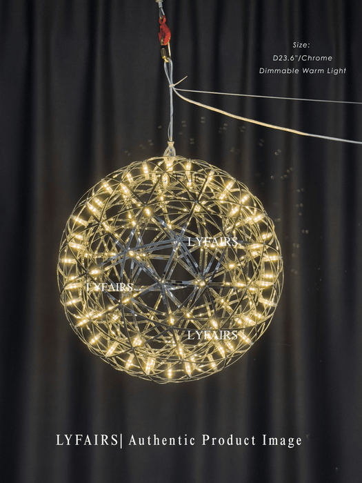 Round Starry Sky Chandelier Light Fire Ball Ceiling Lighting for Living Room/Cottage/High-ceiling
