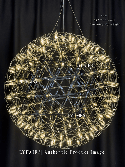 Round Starry Sky Chandelier Light Fire Ball Ceiling Lighting for Living Room/Cottage/High-ceiling