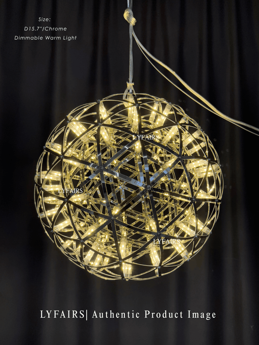 Round Starry Sky Chandelier Light Fire Ball Ceiling Lighting for Living Room/Cottage/High-ceiling