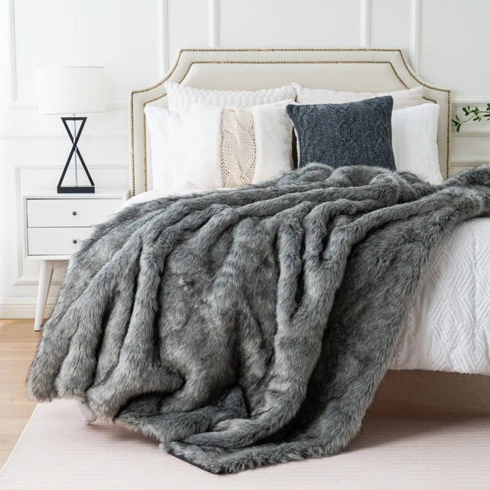 Cozy Couture Deluxe Faux Fur Sofa Blanket