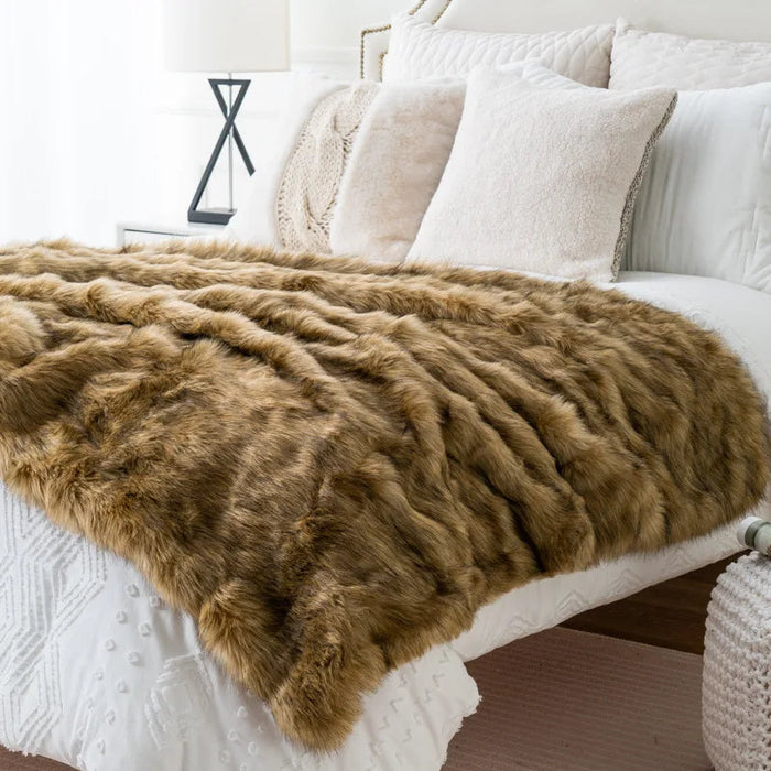 Cozy Couture Deluxe Faux Fur Sofa Blanket