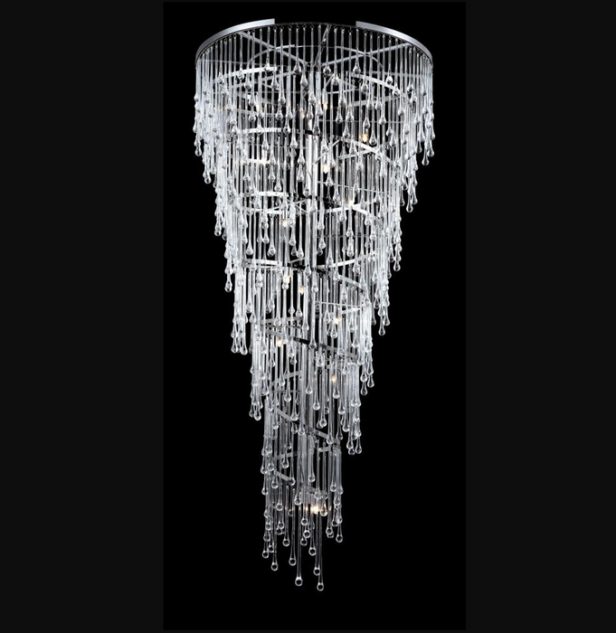 Extra Large Spiral Raindrop Chandelier for High Ceiling