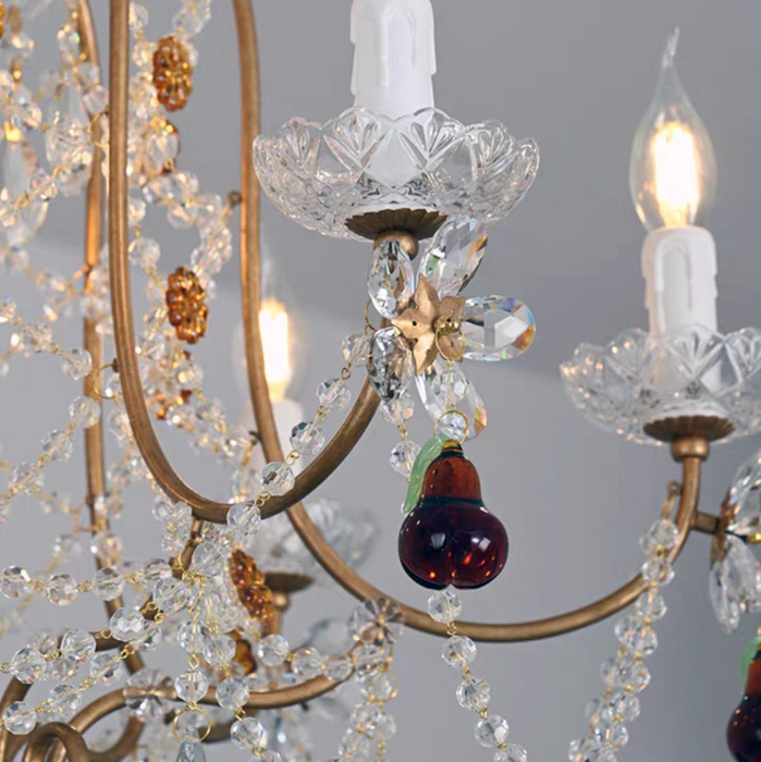 Majestic Splendor: Ornate French Antique Crystal Ceiling Chandelier